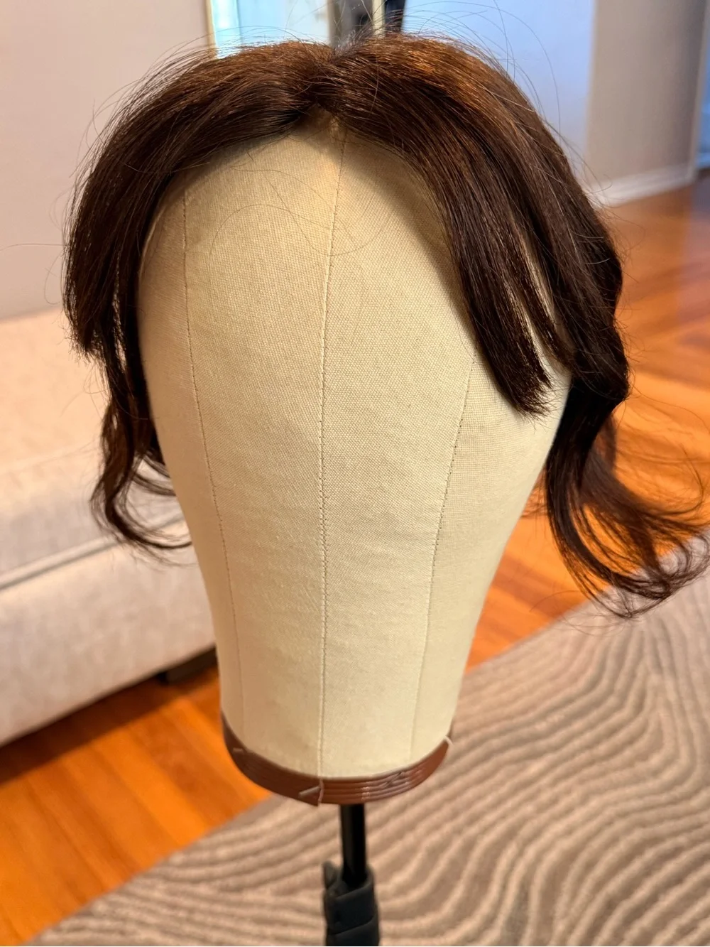 Dark Brown‎ Women’s Human Hair Topper Hairpiece with Bangs #098